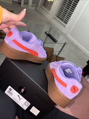Fenty Creeper Puma Purple Suede Sneakers with Red Formstrip